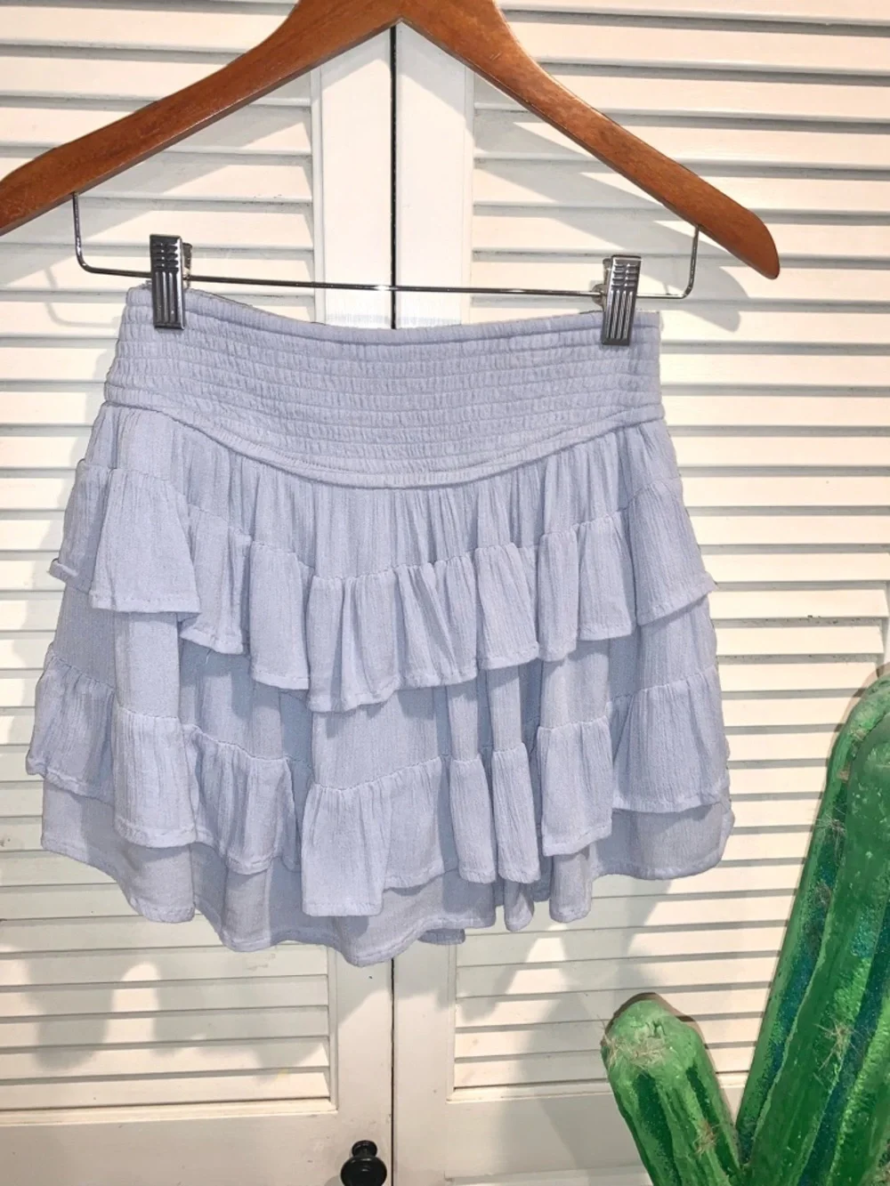 Hollister Co. Tiered Ruffle Mini Skirt Skort Size Small Blue